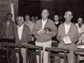 Asistentes a los actos religiosos con motivo del aniversario de la Adoración Nocturna, en el interior de la iglesia parroquial de San Miguel