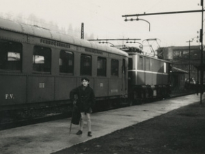 ["Ferrocarriles Vascongados" konpainiako trena Zumarragako tren-geltokian]