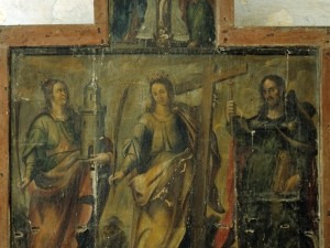 Iglesia parroquial de Nuestra Señora de Urrexola. Pintura. Santa Bárbara, Santa Elena de la cruz y Santiago