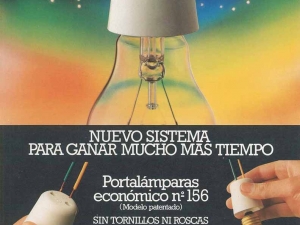 Folleto publicitario del portalámparas Edison E-27 y de la clavija Schuko de la empresa Niessen en Errenteria (Gipuzkoa)