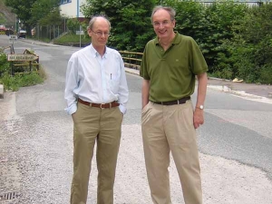 Peter Niessen y Javier Cantera en las Jornadas de Puertas Abiertas de la empresa Niessen en Oiartzun (Gipuzkoa)