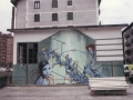 Bonberiako pareta graffitia egin ondoren