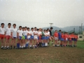 Equipos de fútbol en el campo del Aloña Mendi, durante el campeonato local de fútbol
