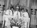 Clérigos durante los actos religiosos de celebración, en el interior de la iglesia de los Agustinos