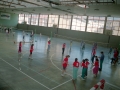 Jóvenes jugando a volleyball en el polideportivo