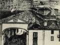 Museo Municipal de San Telmo, San Sebastián : puerta de tierra e interior por el lado interior de las murallas de San Sebastián en el año 1860