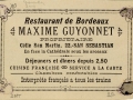 San Sebastián : Restaurant de Bordeaux, Maxime Guyonnet propietaire : calle San Martín 22