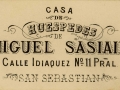 San Sebastián : casa de huéspedes de Miguel Sasiain, calle Idiaquez nº 11 Pral.
