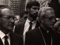 Jose Antonio Ardanza y el obispo Jose Maria Setien en los actos de celebración del día de Nuestra Señora de Arantzazu, en la Basílica de Arantzazu