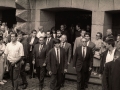 Autoridades al termino de los actos religiosos del día de Nuestra Señora de Arantzazu, entre ellas, el lehendakari Jose Antonio Ardanza