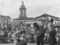 Aizkolaris cortando troncos