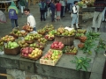 Manzanas, peras, uvas y frutos secos de la muestra de frutas y verduras