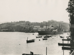 Vista del puerto realizada desde Pasai San Pedro. Al fondo, Pasai Antxo y Buenavista