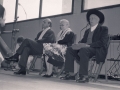 Actos de homenaje a los jubilados. A la izquierda de los homenajeados, Eli Galdos
