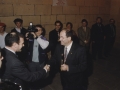 Visita de Juan José Ibarretxe, lehendakari del Gobierno Vasco, con motivo del 800 Aniversario de Hondarribia : el alcalde Jauregi dando la bienvenida al lehendakari