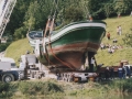 Traslado y colocación de barco pesquero San Francisco Glorioso en el restaurante Bekoerrota