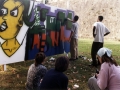 Realizando graffitis en las fiestas patronales