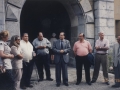 Inauguración del fuerte de Guadalupe : el alcalde de Hondarribia Borja Jauregi, el Diputado de Agricultura y Medio Ambiente Iñaki Txueka y el ingeniero de montes José Mª Aldanondo junto a otros concejales