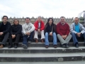 Alcaldes y representantes municipales vascos en las escalinatas del palacio de Herrenchiemsee