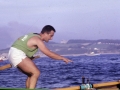 El patrón de la trainera Ama Guadalupekoa en una regata de traineras