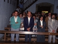 Asistentes a los actos de inauguración de la ermita de Santa Magdalena. Entre las personas de la primera fila se encuentran Eli Galdos, Esther Larrañaga y el diputado del cultura Xabier Lete