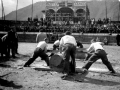 Los tronzadores hermanos Peñagaricano contra José Mendizabal e Ignacio Malcorra durante la apuesta en Eibar