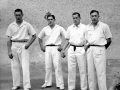 Migel Gallastegi, Arrien II.a (Felipe Arrien), Atano VII.a (Jose Maria Juaristi) eta Mariano Lazkano pilotariak Eibarko Astelena pilotalekuan