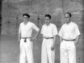 Los pelotaris Atano III (Mariano Juaristi), Toribio Unamuno y Elías Lete en la inauguración
