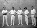 Egia (Alberto Egia), Uribe, Bojas (Faustino Galilea), Atano III.a (Mariano Juaristi) eta Atano II.a (Luziano Juaristi) pilotariak Eibarko Astelena pilotalekuan