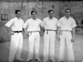 Los pelotaris Ignacio Cortabitarte, Arrien II (Felipe Arrien), Mariano Lazcano y José Luis Acarregui en el frontón de Lekeitio