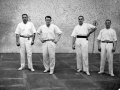 Artazo (Justo Juaristi), Kirru (Pablo Elgezabal), Mondragones (Juan Bautista Azkarate) eta Irureta II.a pilotariak Eibarko Astelena pilotalekuan