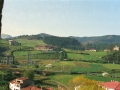 Vista de prados, sembrados y casas de Oñati desde el campanario de la iglesia parroquial de San Miguel