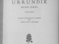 Telesforo Monzonen ´Urrundik bake-oroi´ liburuko azalaren erreprodukzioa