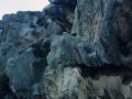 Detalle de roca labrada en un abrigo rocoso en el monte Jaizkibel