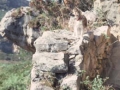 Muro de piedra levantado junto a un abrigo rocoso en el monte Jaizkibel
