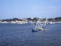 Barco pesquero hundiéndose en el puerto de Hondarribia
