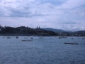 Llegada de las traineras a la bahía donostiarra, desde el Paseo Nuevo