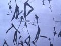 Levantetar labar-pintura baten erreprodukzioa ehiz eszena bat irudikatzen, Valltorta-ko Sakanean
