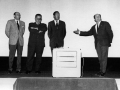 Juan San Martin, junto a Francisco Martínez y Pedro Otegui, presentando el acto