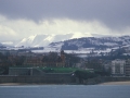 Vista aerea del Palacio de Miramar con nieve al fondo (Donostia-San Sebastián)