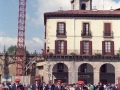 Txistularis durante los actos de traslado de la imagen de San Miguel de Aozaraza, en la plaza de los Fueros